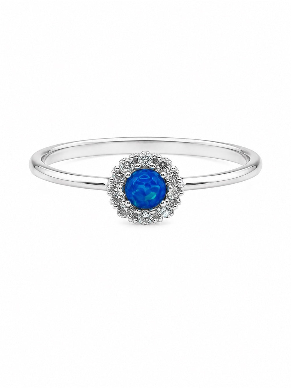 Blue Australian Opal Flower Ring