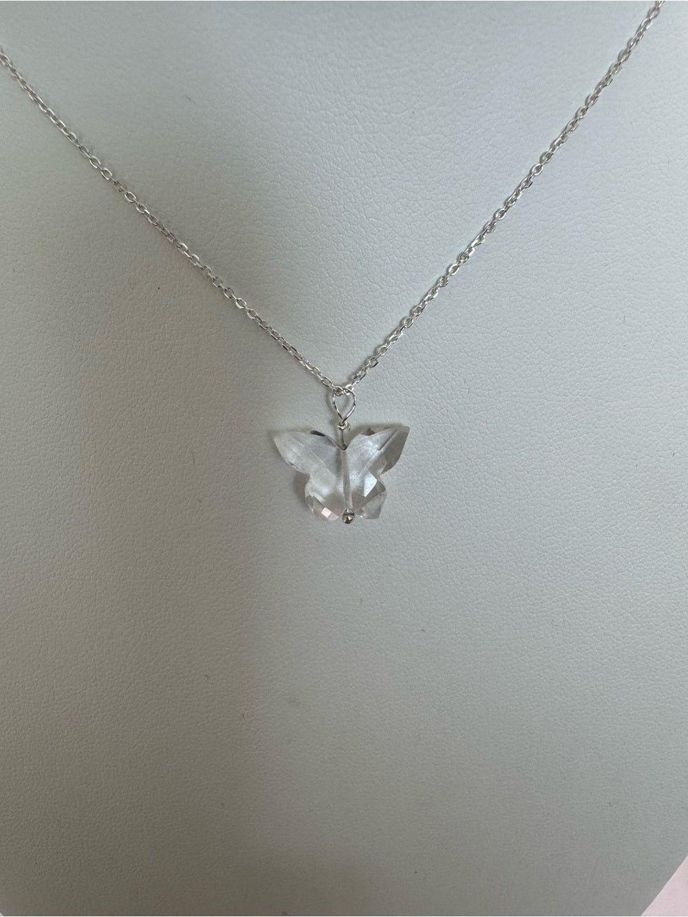 N12 Clear Quartz Butterfly Necklace (S925)