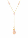 L031 Strawberry Quartz Lariat Necklace