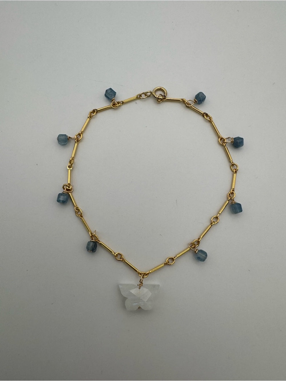 B3 Moonstone Butterfly and Aquamarine Bracelet