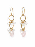 HK3 Morganite and White Topaz Hook Earrings