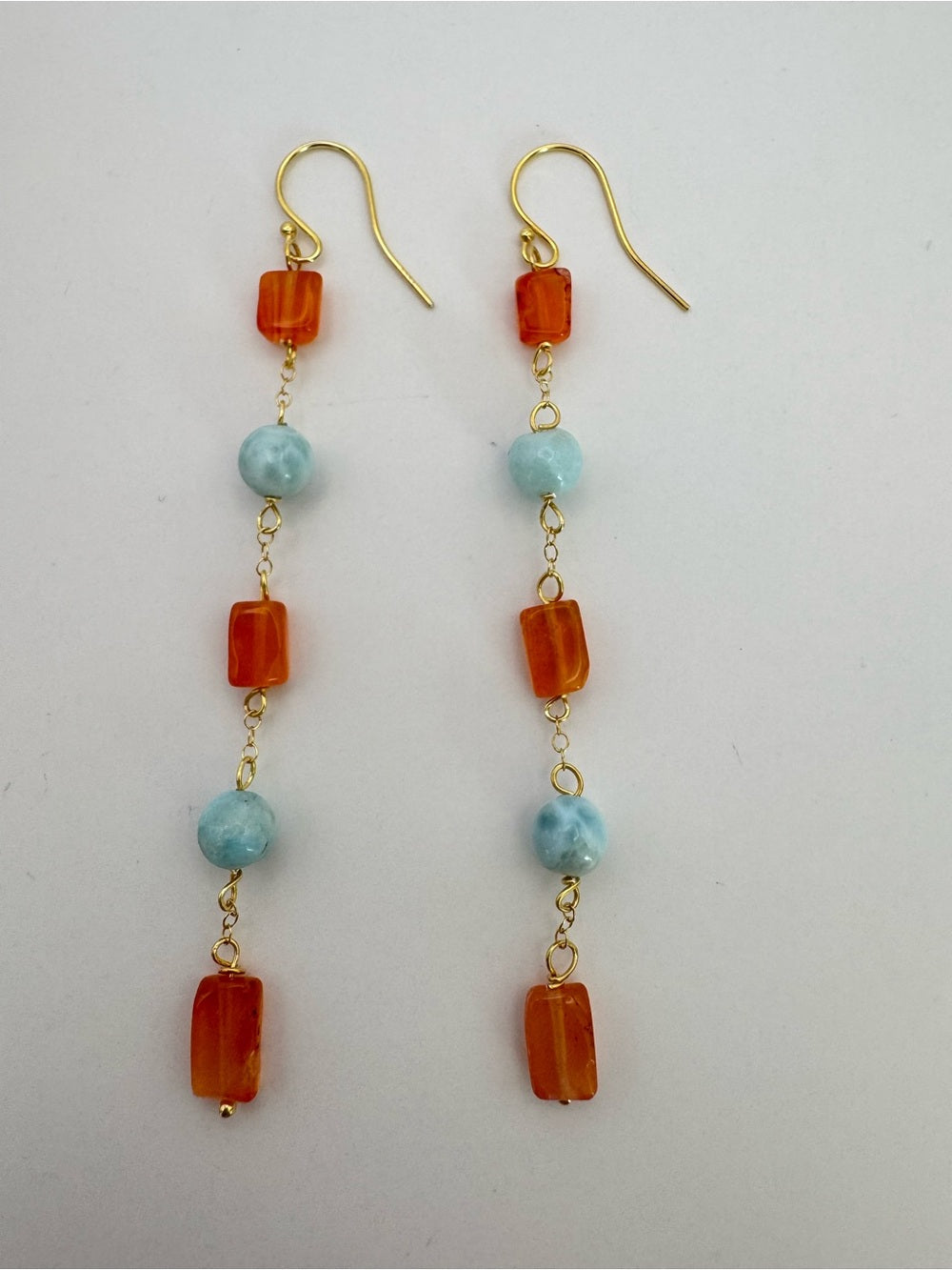 HK7 Carnelian and Larimar Earrings