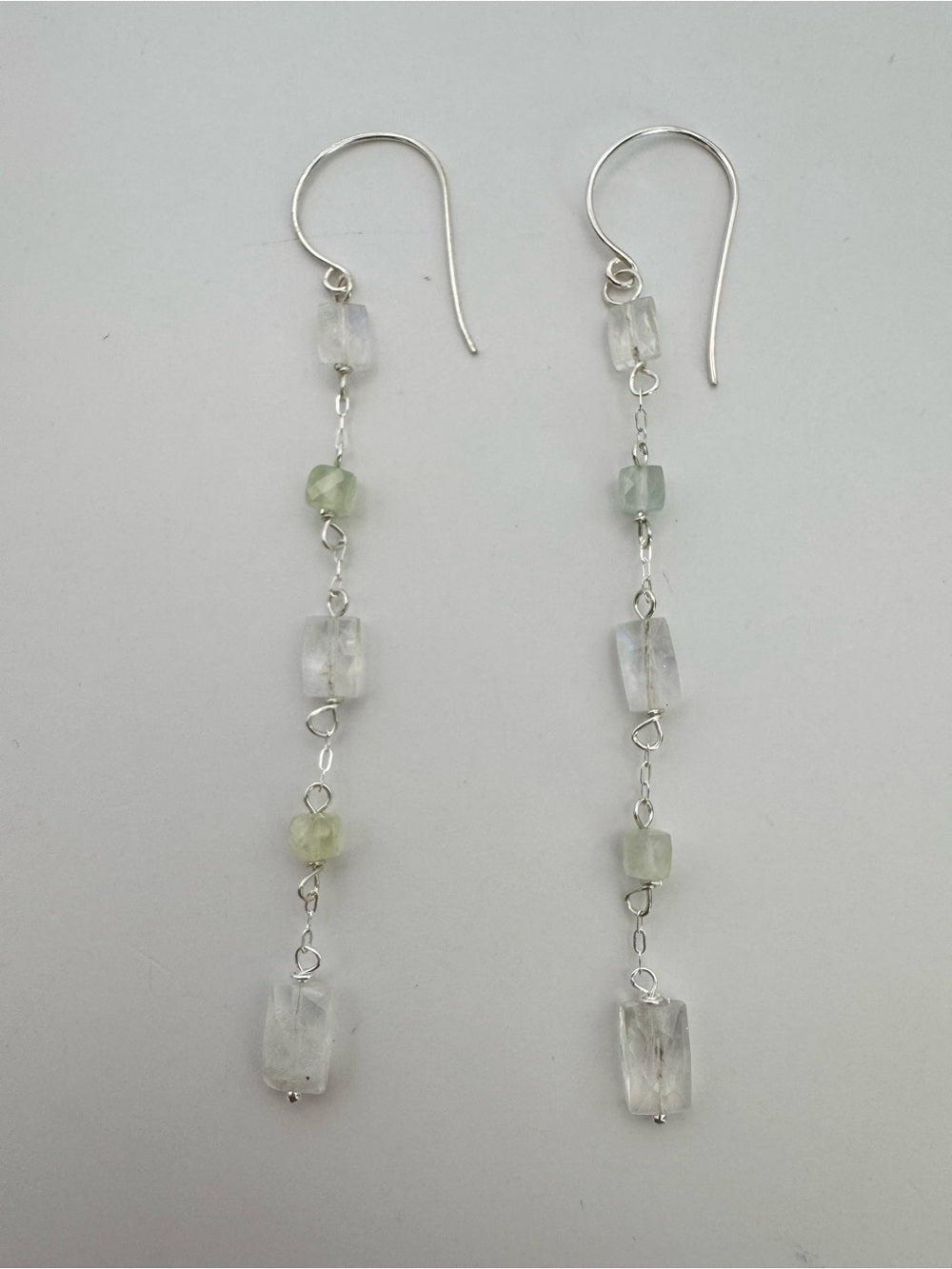 HK8 Moonstone and Prehnite Earrings (S925)