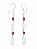 HK10 Moonstone and Pink Tourmaline Hook Earrings (S925)