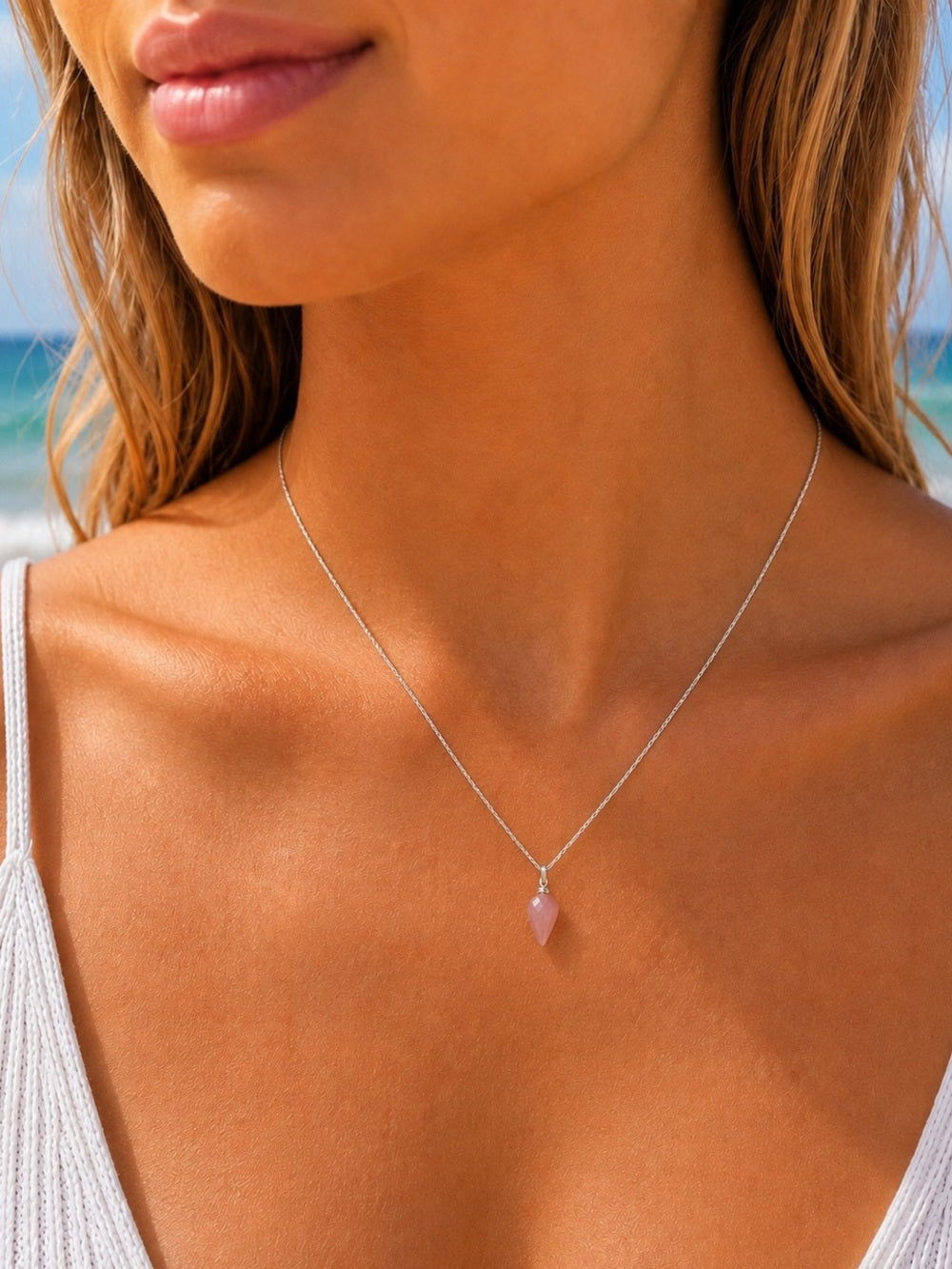 Guava Quartz S925 Gemstone Necklace (NB4)