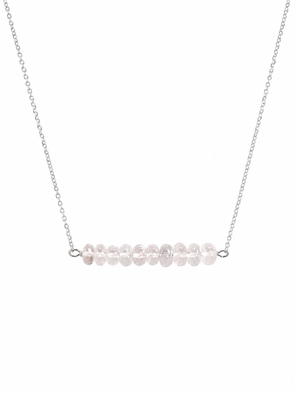 Morganite S925 Gemstone Bar Necklace (N81)