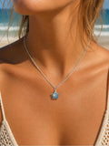 Blue Opal Star S925 Gemstone Necklace (N73)
