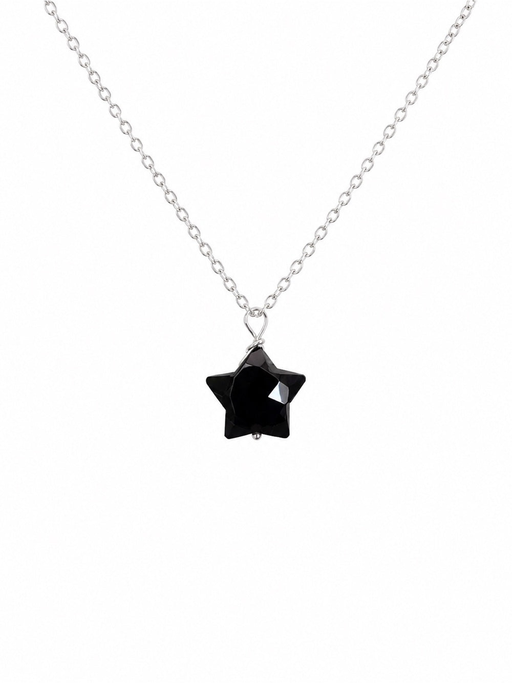 Black Onyx Star S925 Gemstone Necklace (N72)