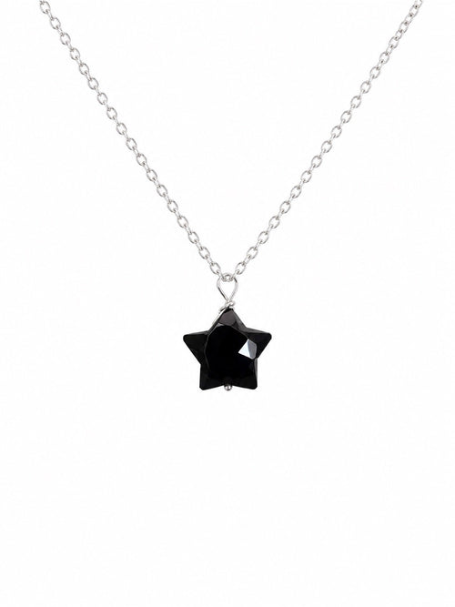 Black Onyx Star S925 Gemstone Necklace (N72)