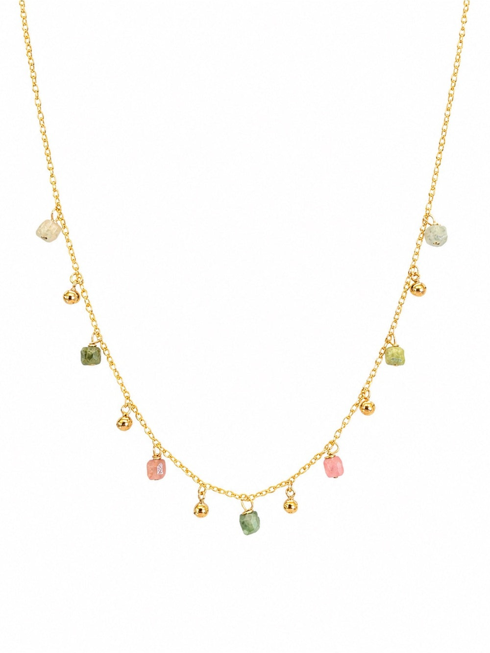 Rainbow Tourmaline Gold Filled Beaded Necklace (NB8)