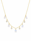 Moonstone and CZ Gold Necklace (NB5)