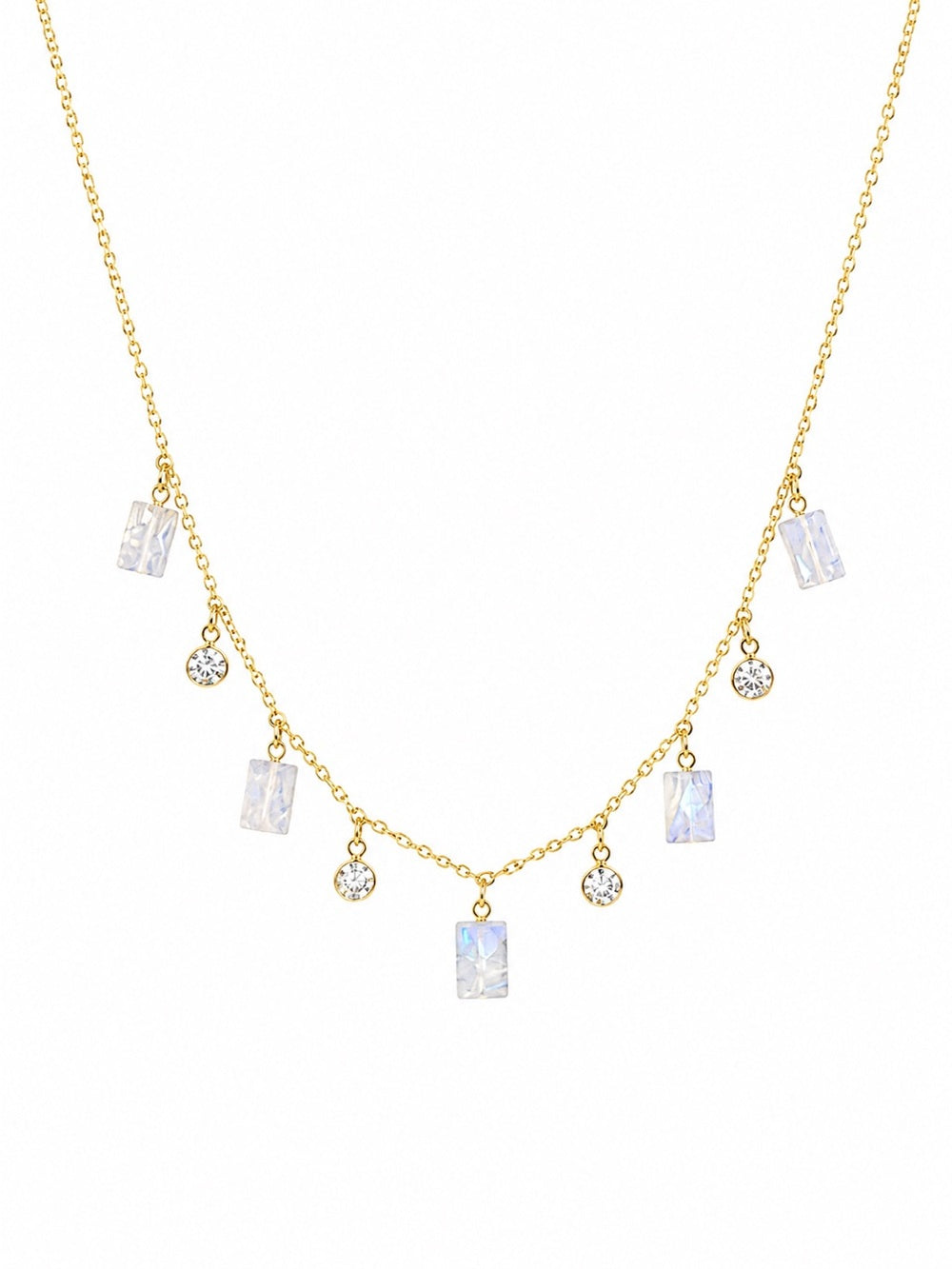 Moonstone and CZ Gold Necklace (NB5)