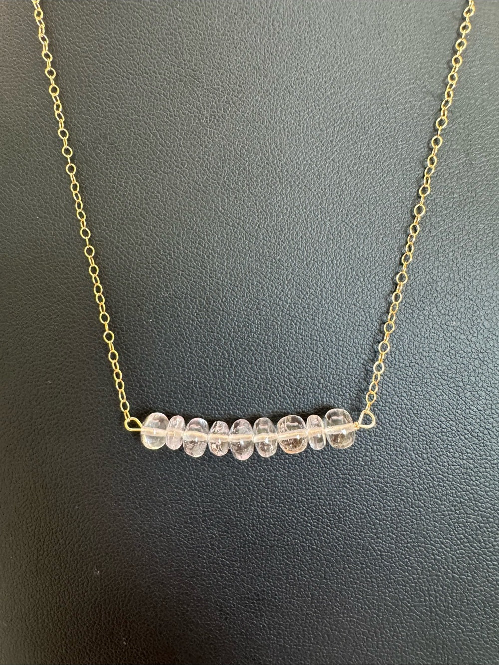 Morganite Bar Gold Filled Necklace (N80)