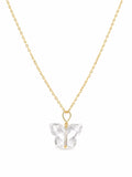 Clear Quartz Butterfly Gold Filled Necklace (N70)