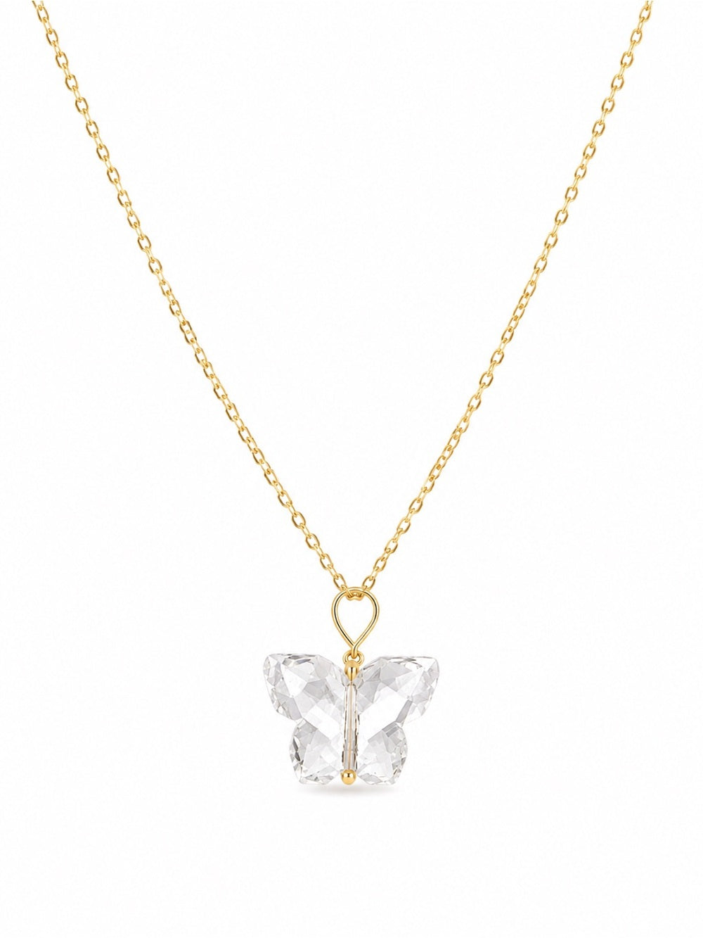 Clear Quartz Butterfly Gold Filled Necklace (N70)