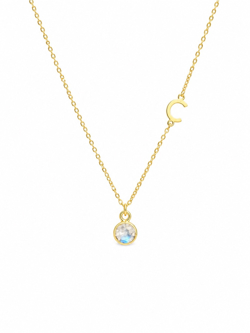 Labradorite Bezel and Initial Custom Necklace (NBC1)