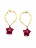 Ruby Star 24k Gold over S925 Lotus Hoops (HP15)