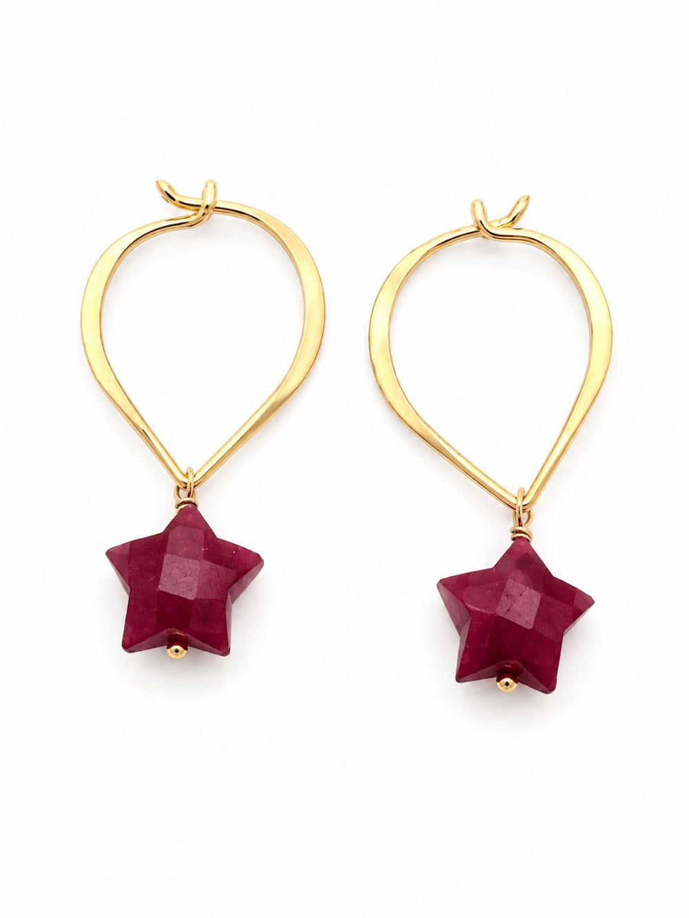 Ruby Star 24k Gold over S925 Lotus Hoops (HP15)
