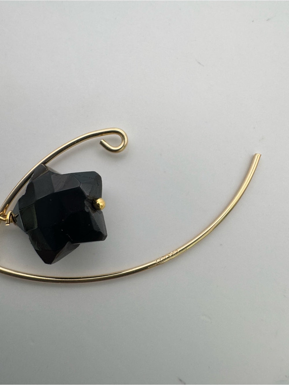 Black Onyx Star Gold Filled Hook Earrings (HK19)