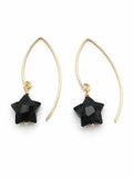Black Onyx Star Gold Filled Hook Earrings (HK19)