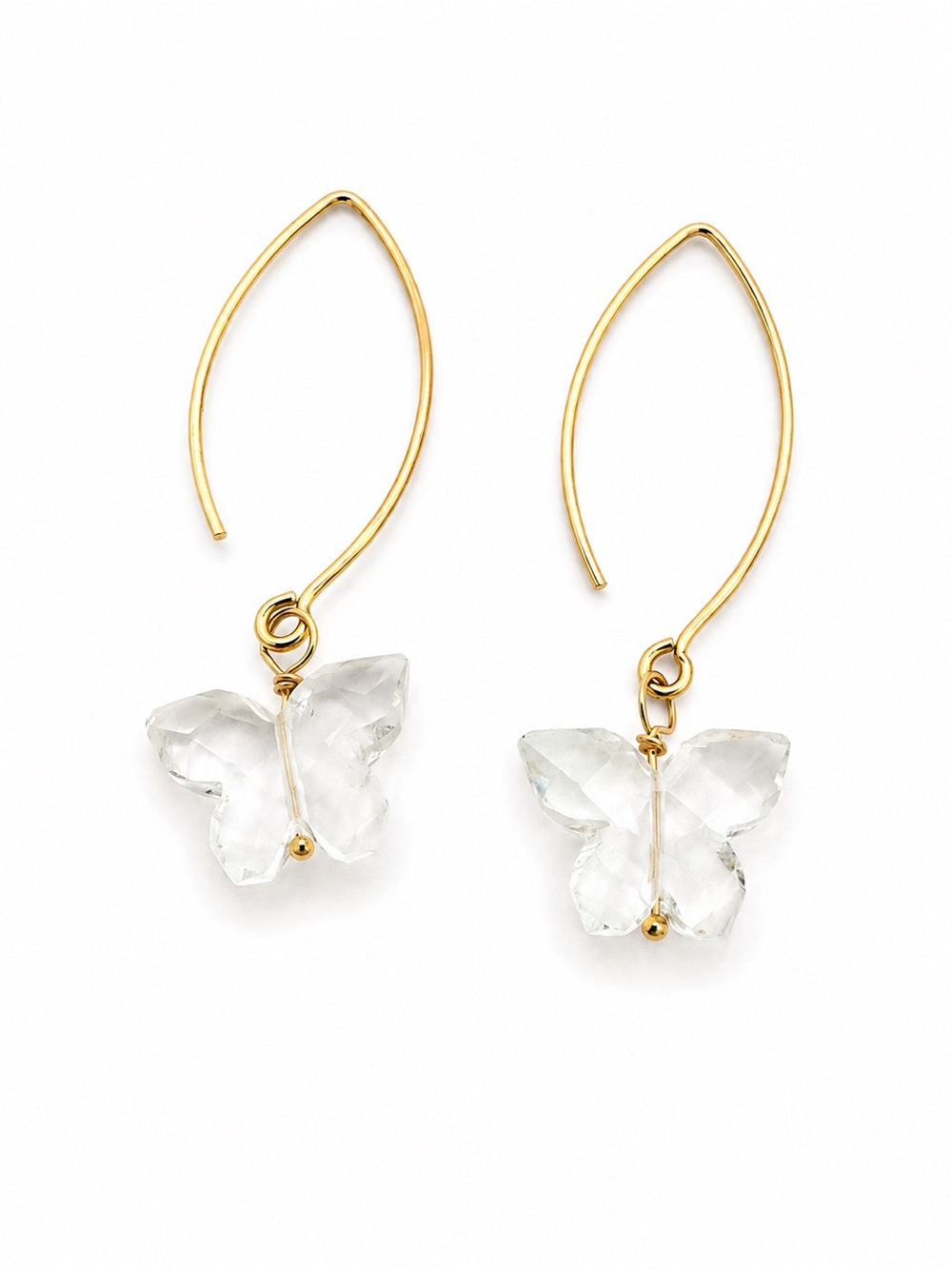 Crystal Quartz Butterfly Gold Filled Hook Earrings (HK18)