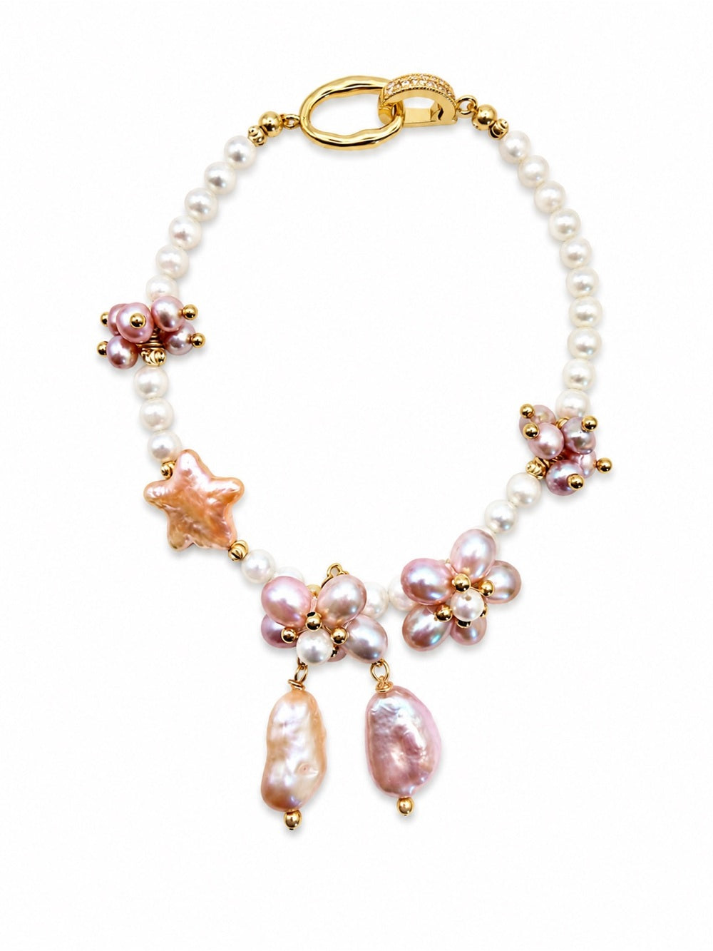 Blush Pearl Star and Flower Bracelet (#N74)