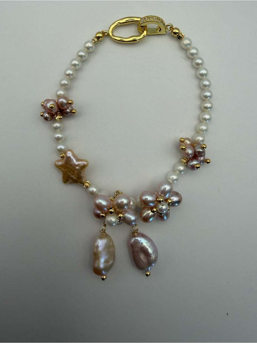 Blush Pearl Star and Flower Bracelet (#N74)