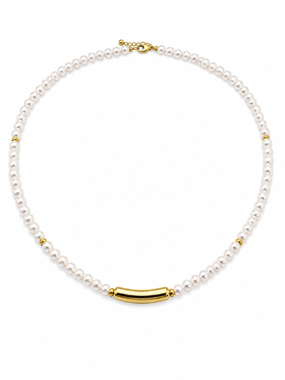 Freshwater Pearl Gold Arc Necklace (#N64)