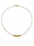 Freshwater Pearl Gold Arc Necklace (#N64)