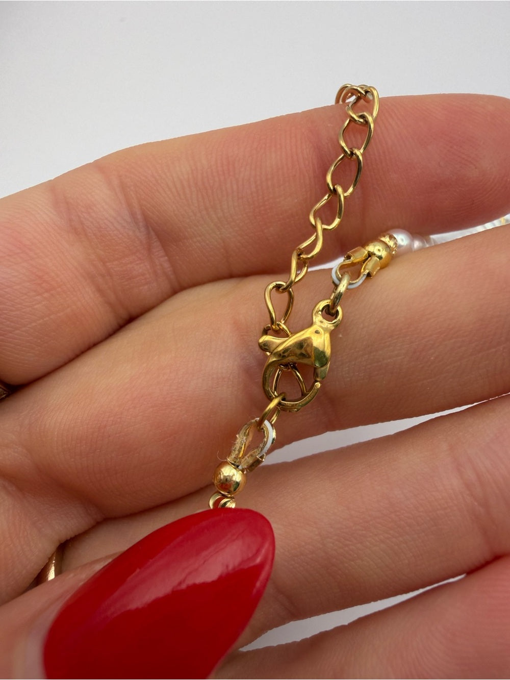 Freshwater Pearl Gold Arc Necklace (#N64)