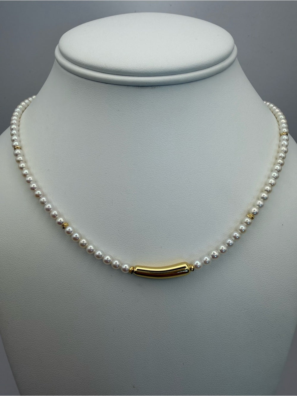 Freshwater Pearl Gold Arc Necklace (#N64)