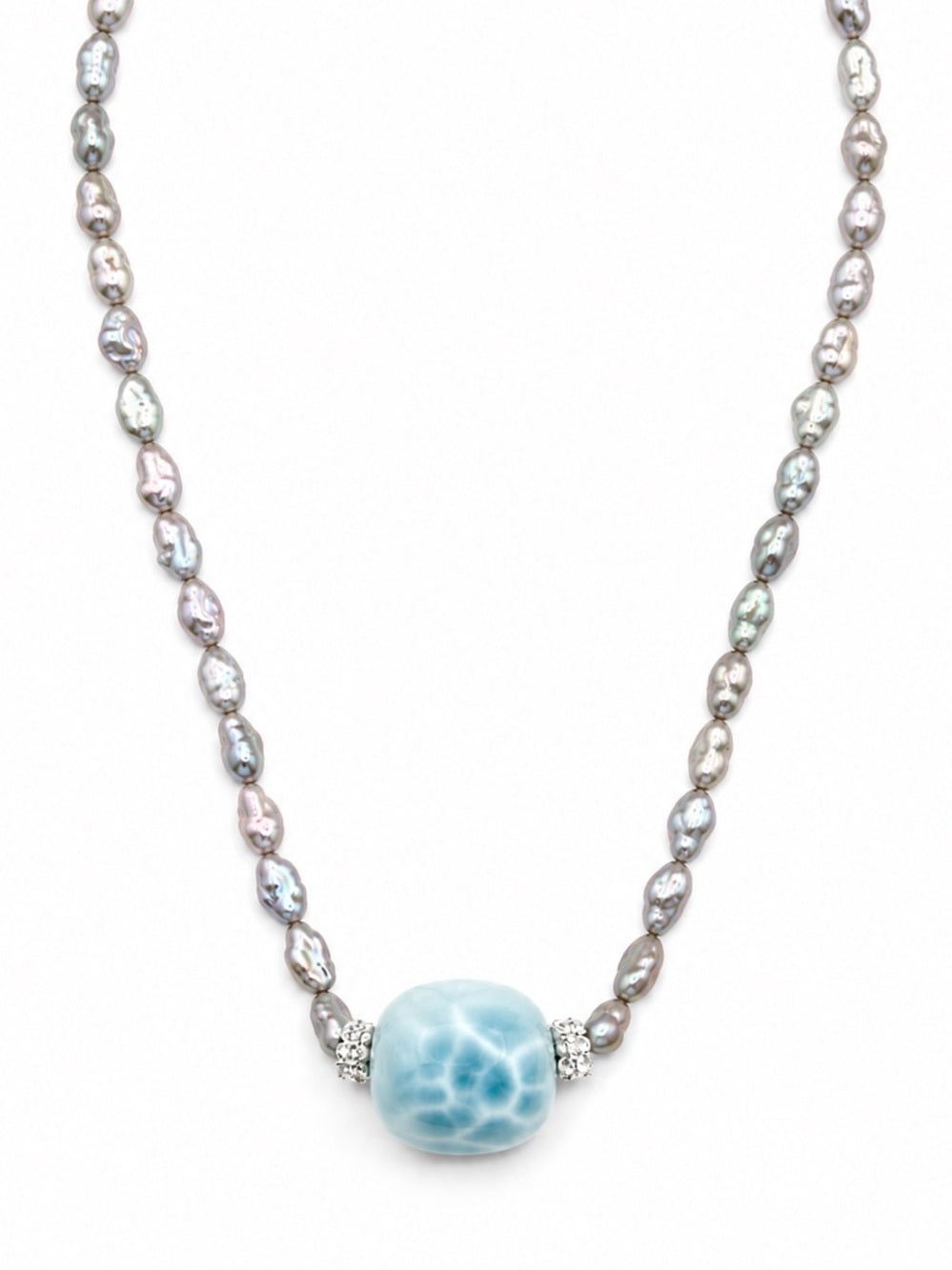 Larimar and Pearl Coastal Necklace (#N62)