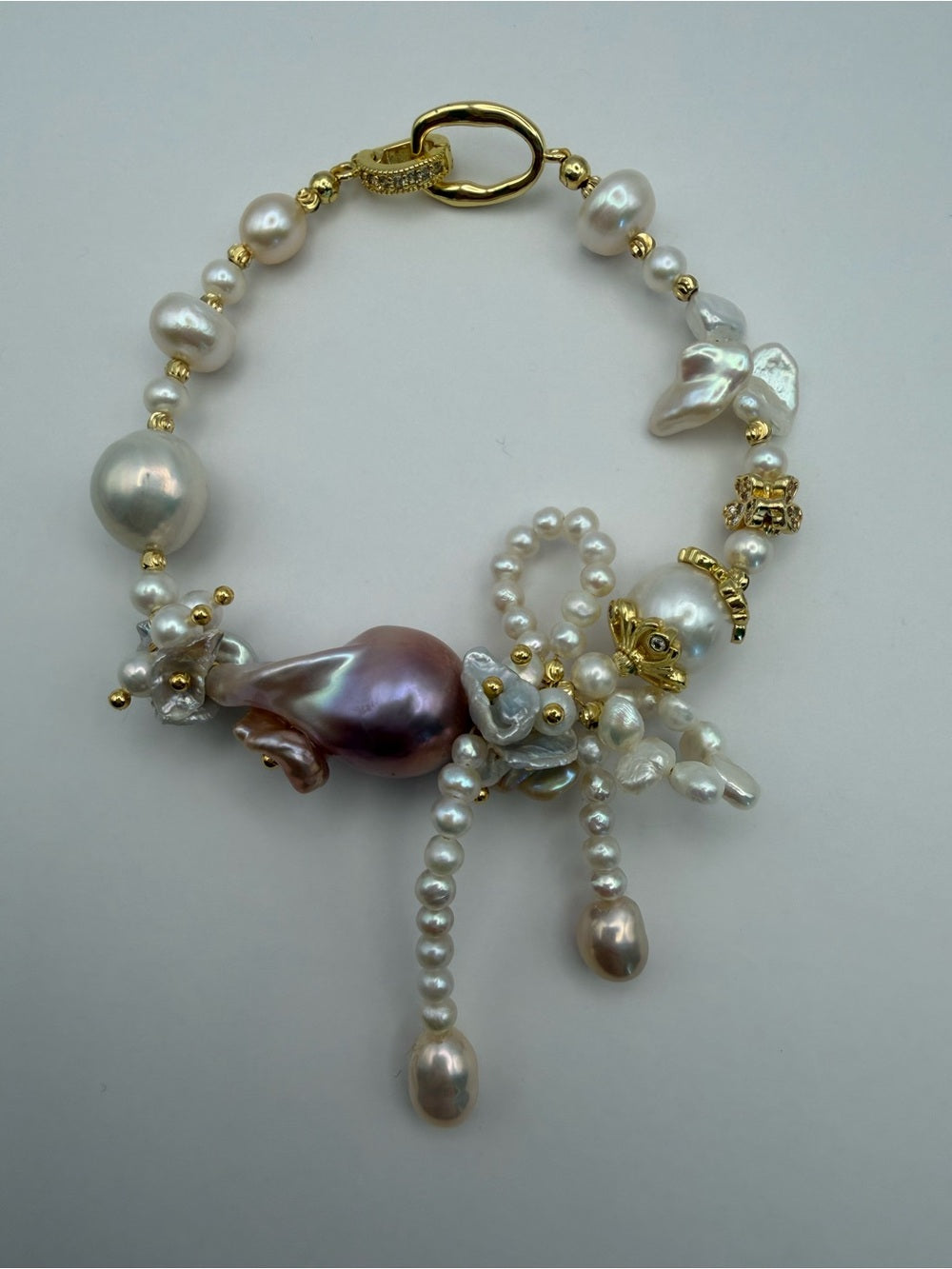 Orchid Pearl Statement Bracelet (#B89)