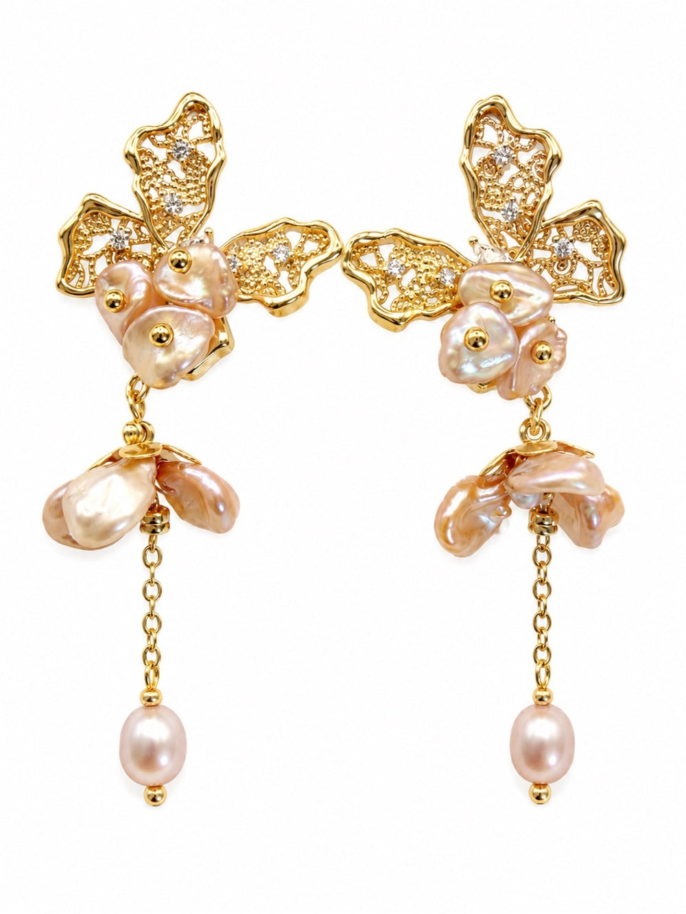 Blush Butterfly Dangle Earrings (#E130)