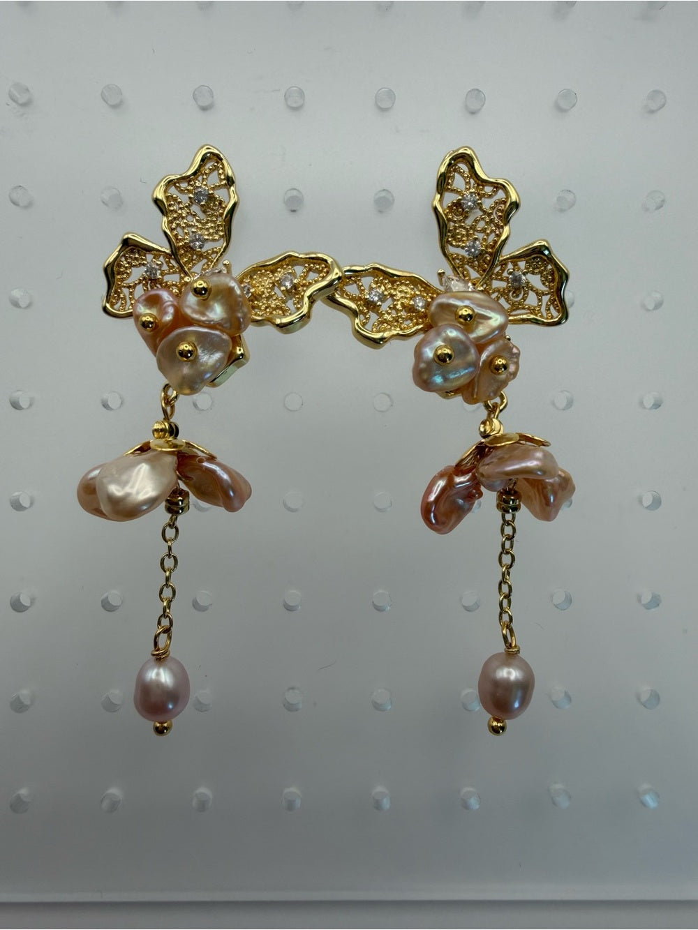 Blush Butterfly Dangle Earrings (#E130)