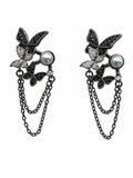 Midnight Butterfly Chain Earrings (#E132)