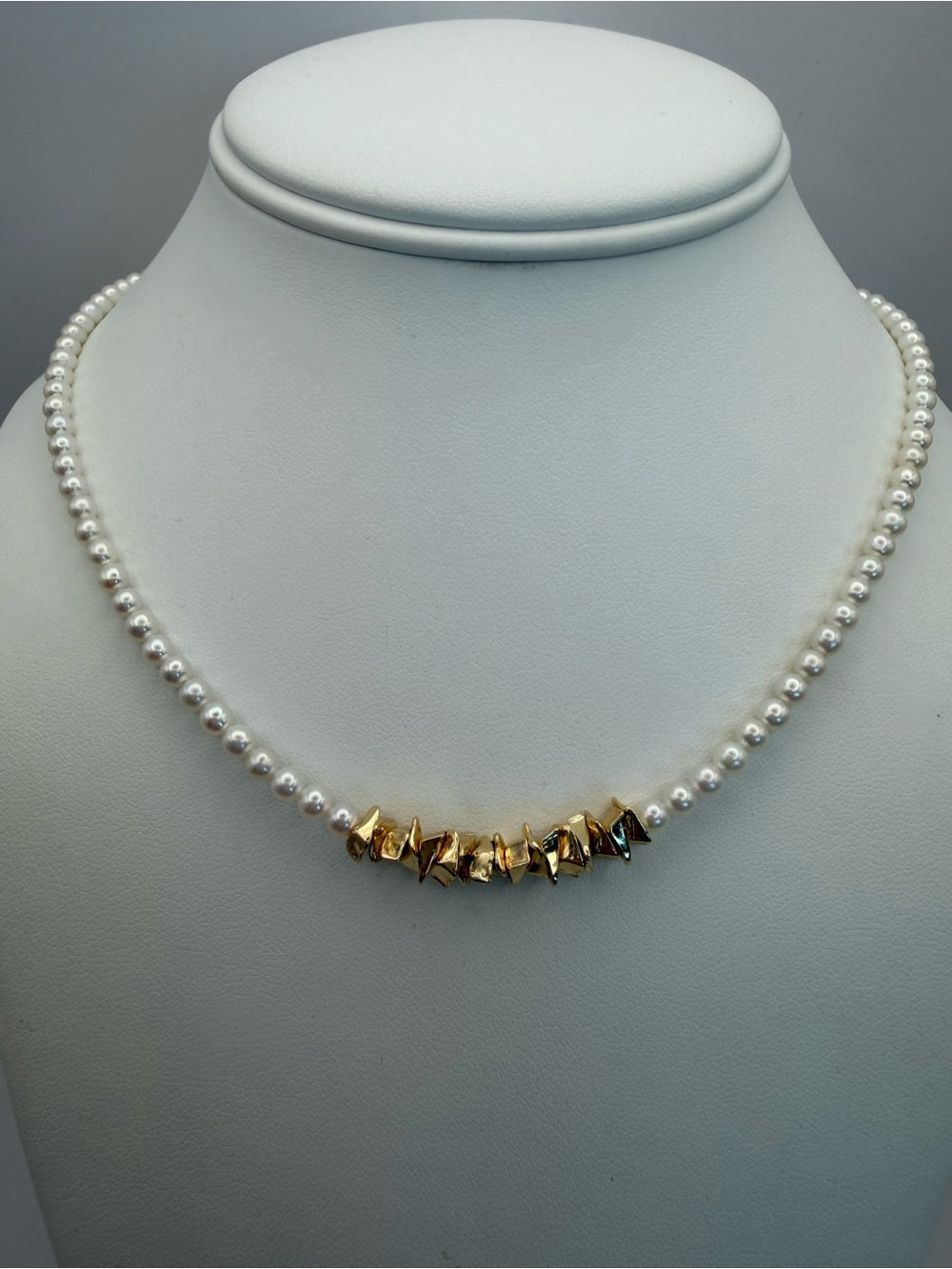 Freshwater Pearl and Gold Nugget Necklace (#N65)