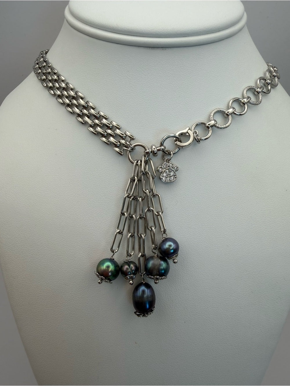 Noir Pearl Fringe Necklace (#N68)