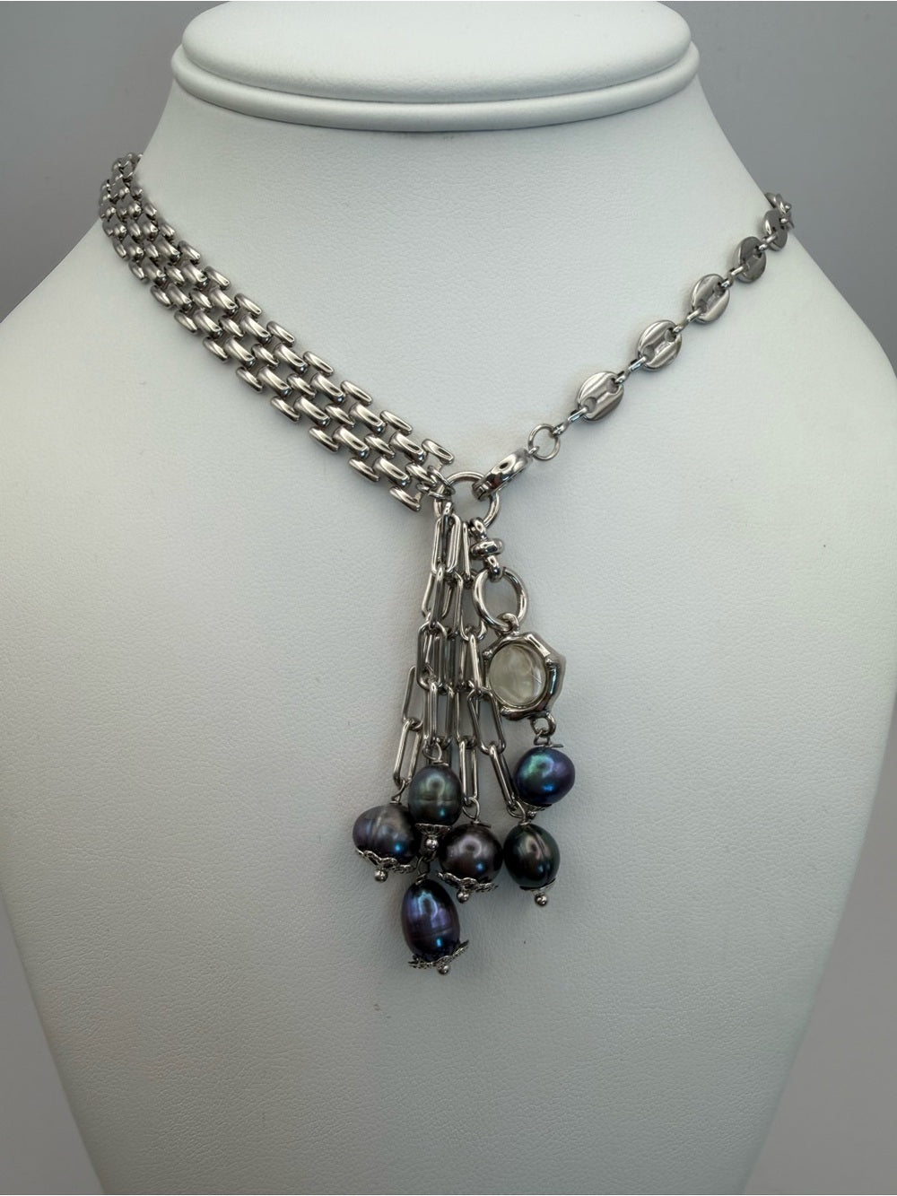 Noir Pearl Fringe Necklace (#N68)
