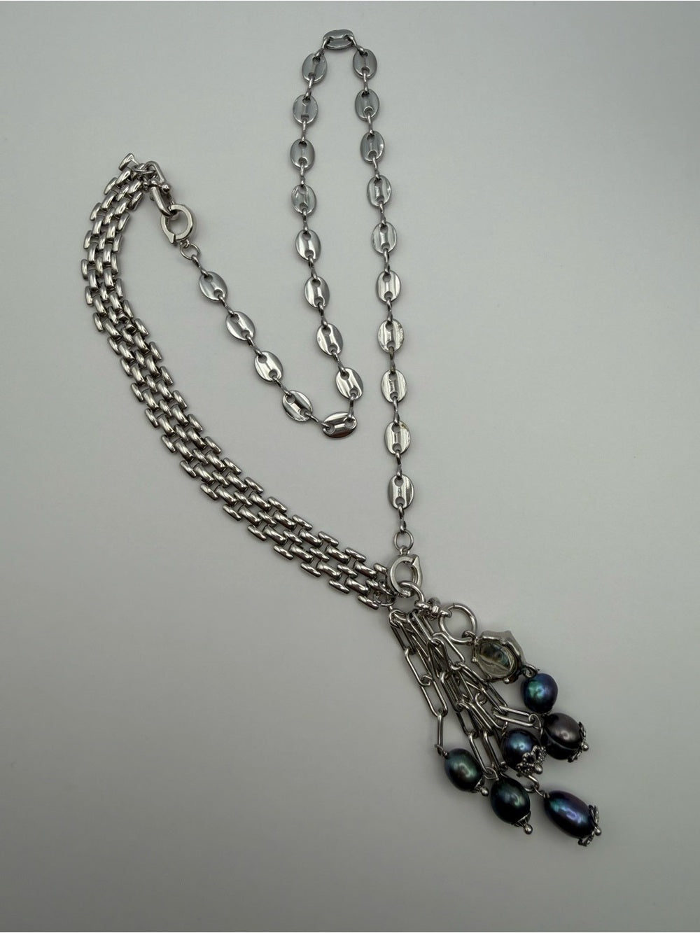 Noir Pearl Fringe Necklace (#N68)
