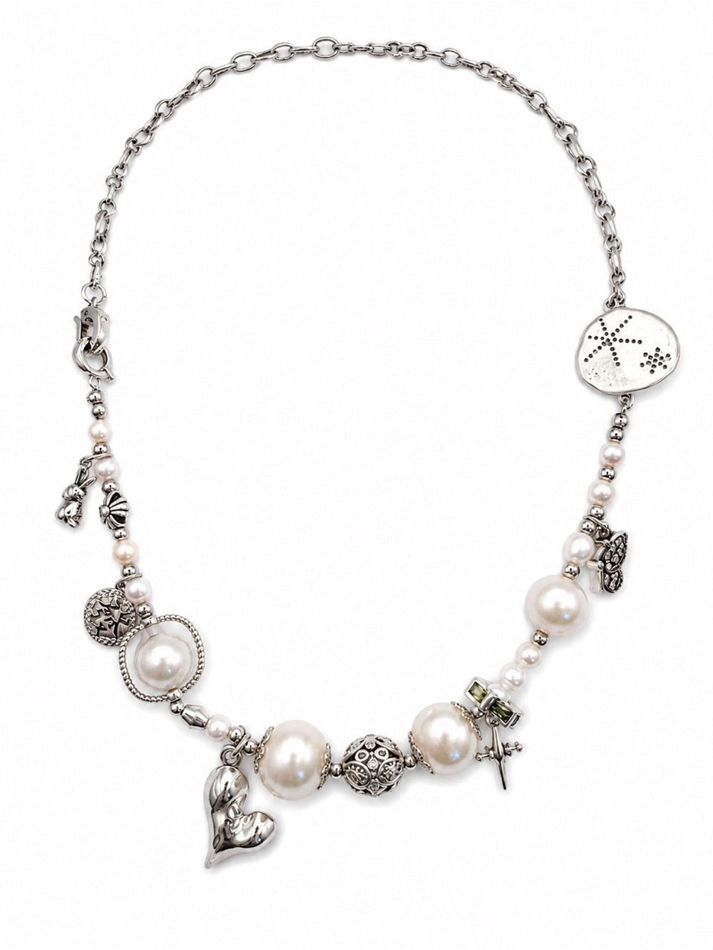 Silver Pearl Charm Necklace (N69 & N71)