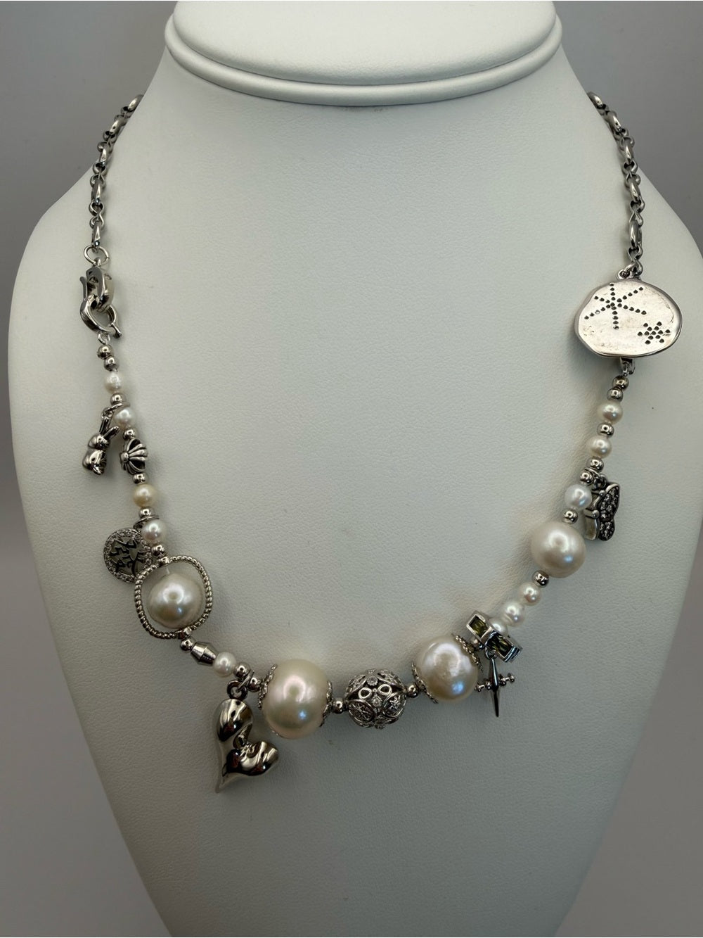 Silver Pearl Charm Necklace (N69 & N71)