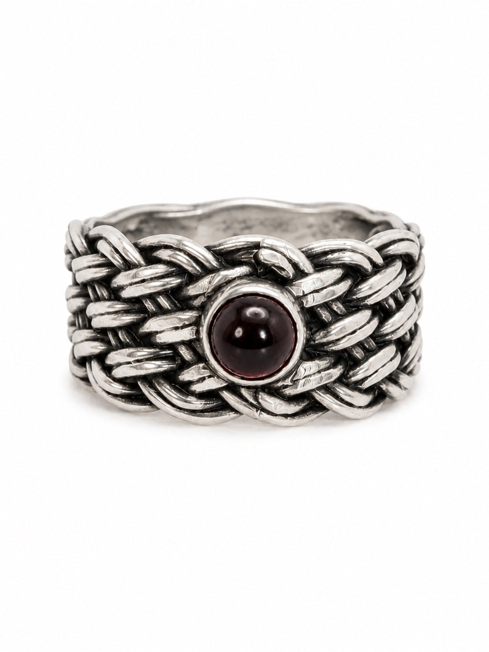 Woven Garnet Ring (S925)