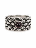 Woven Garnet Ring (S925)