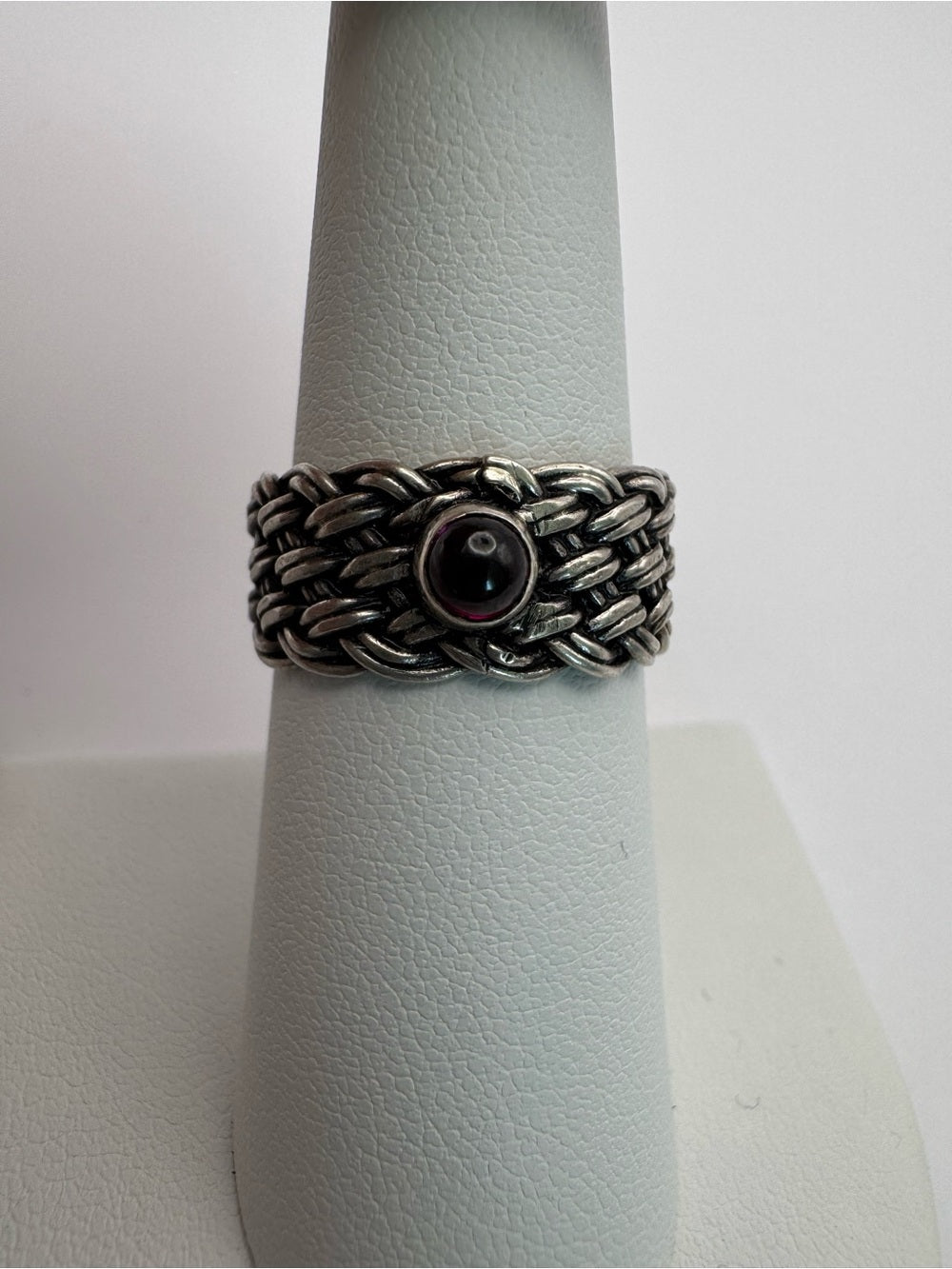 Woven Garnet Ring (S925)