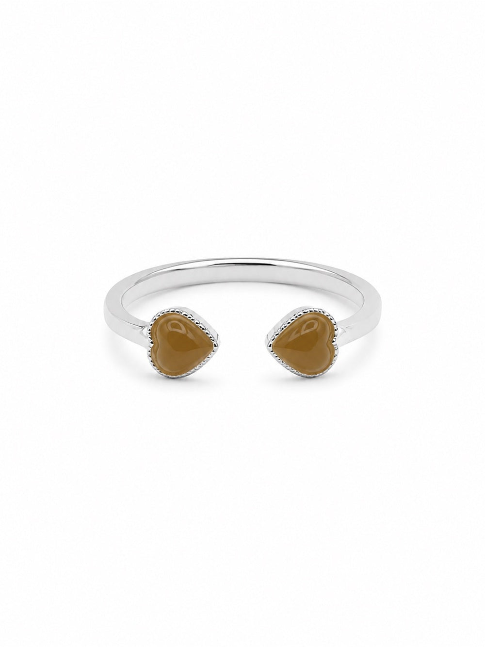 Golden Jade Double Heart Ring (S925) R110
