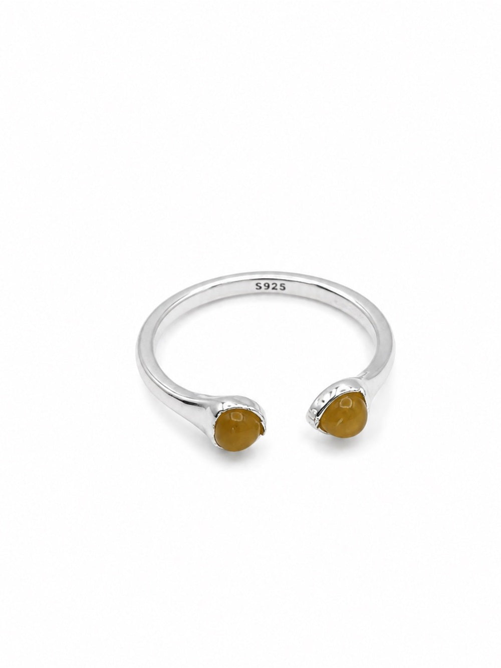 Golden Jade Double Heart Ring (S925) R110
