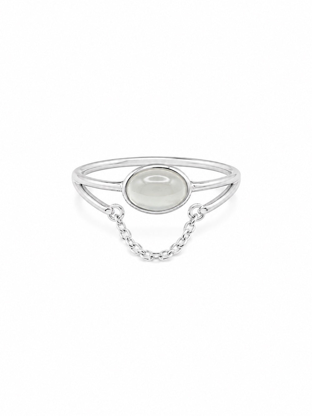 White Jade Chain Ring (S925) R91