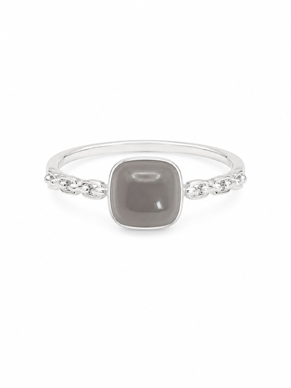 Midnight Jade Chain Link Ring (S925) R108