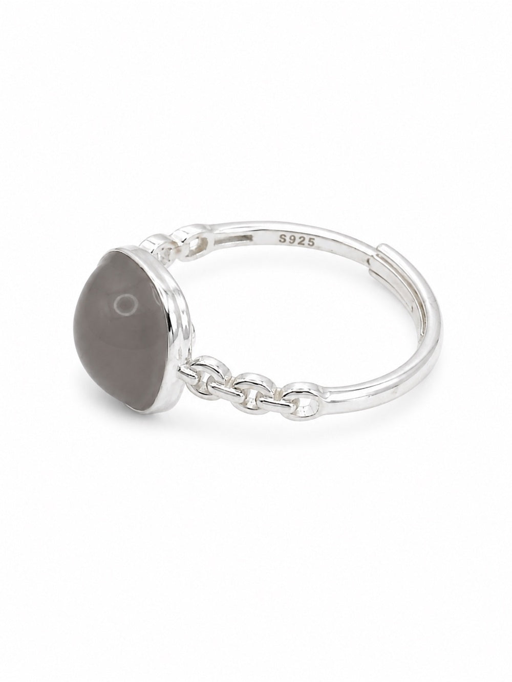 Midnight Jade Chain Link Ring (S925) R108